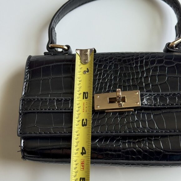 Mini Handbag Black Emperia Vegan Croc Purse - Picture 11 of 11